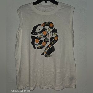 Torrid White Tank with Snake Design